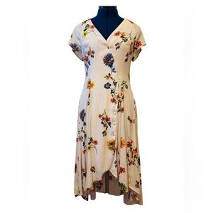 Free People Floral High-Low Dress in Cream